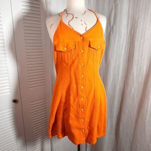NAF NAF Dress Size 2 Y2k Orange Halter Boho Chic Maximalist Dress